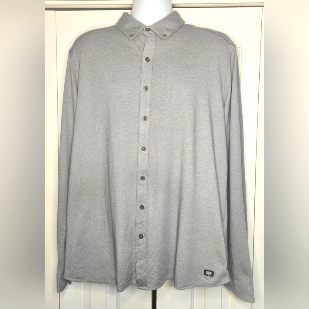 OGIO Men's XL Long Sleeve Button Down Shirt Gray Performance Stretch Business